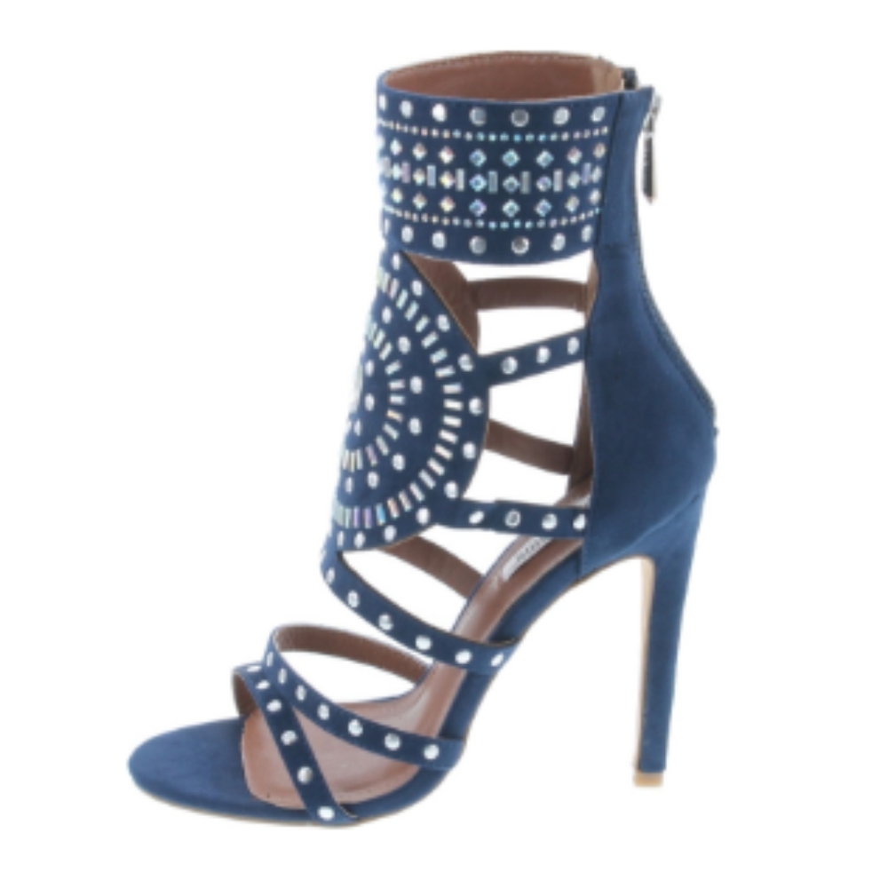 Navy Strappy Caged Shoes